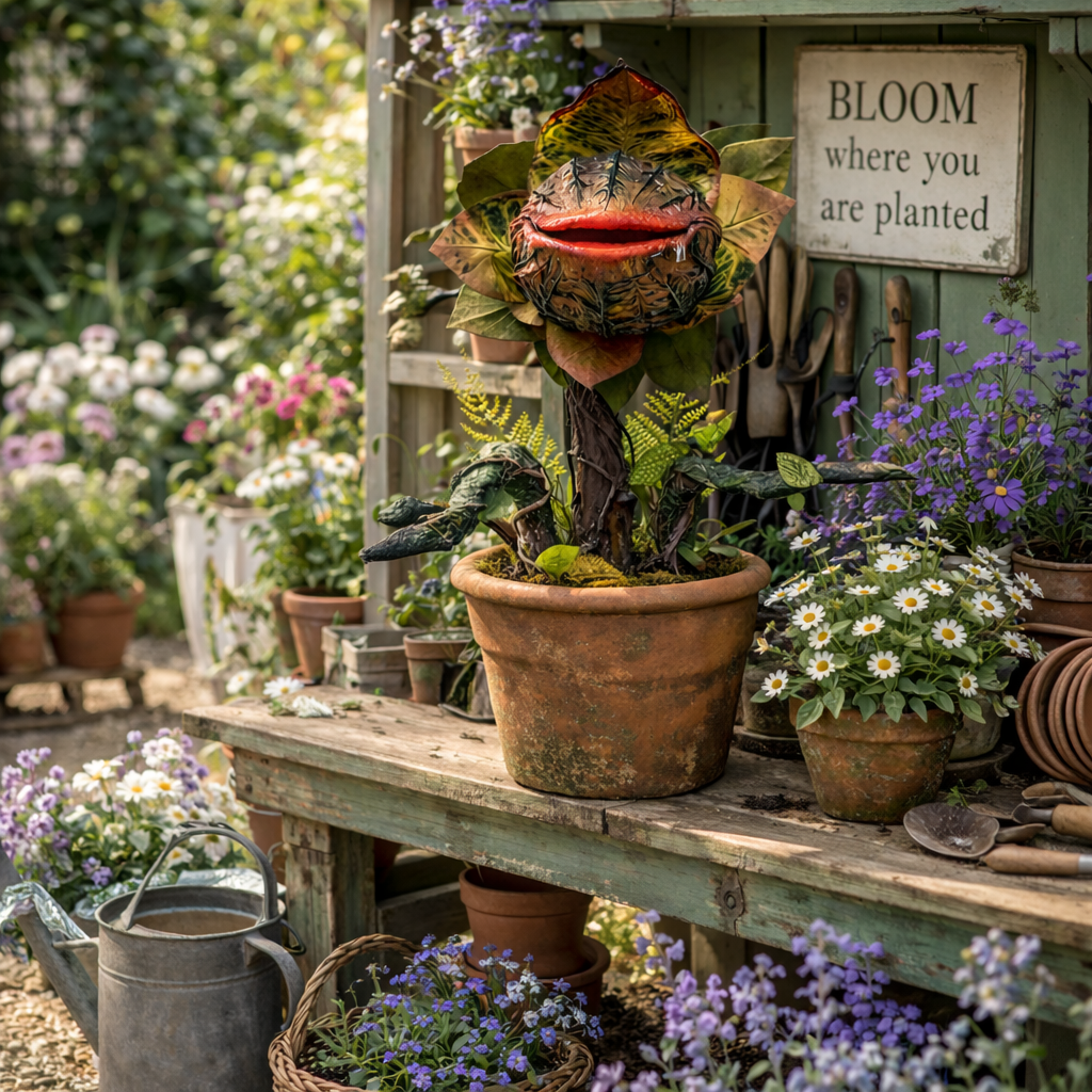 Whimsical Carnivorous Plant Planter Décor for Garden, Porch & Potting Bench