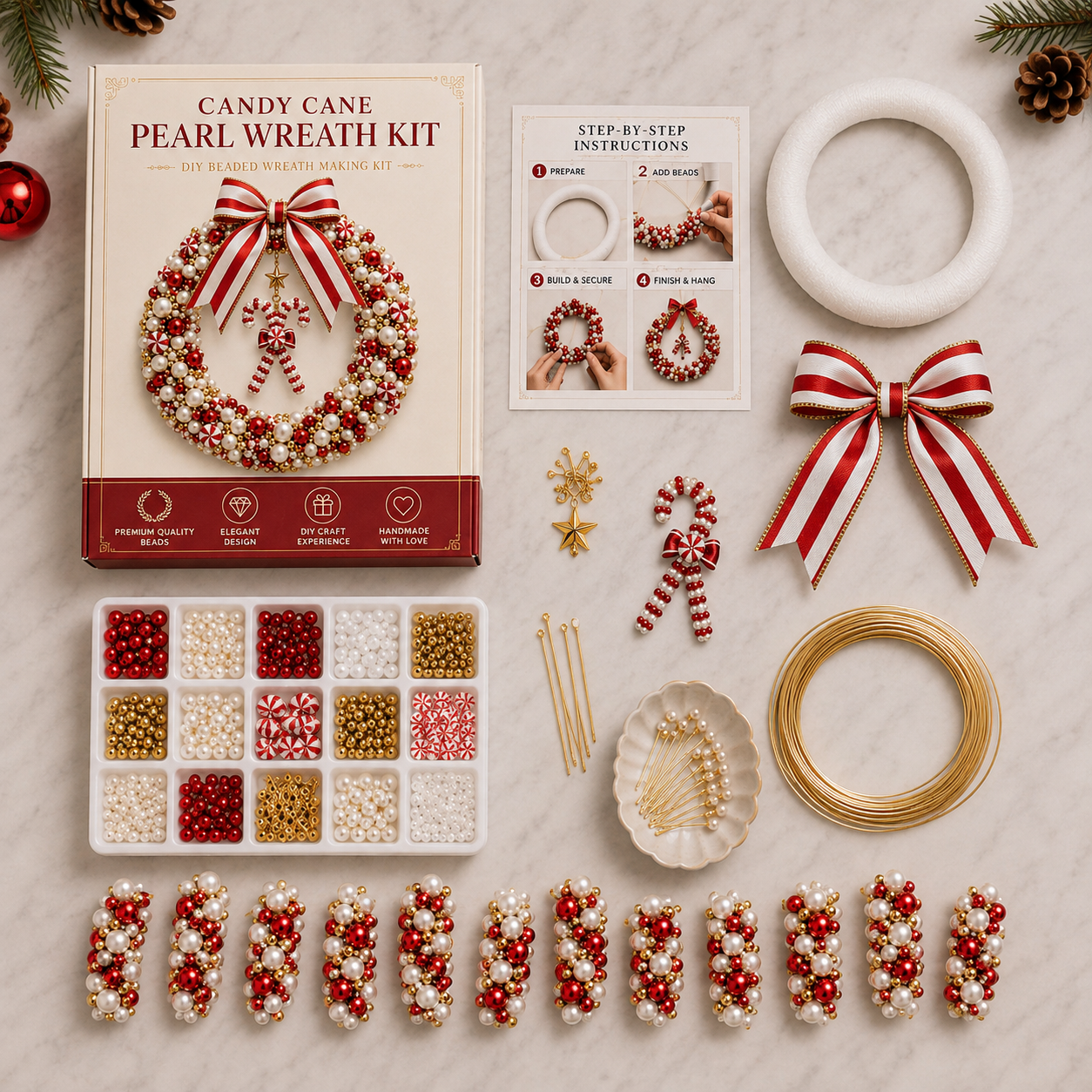 🔥BUY 3 GET 1 FREE & FREE SHIPPING-Plymagic DIY Pearl Art - Christmas Wreath