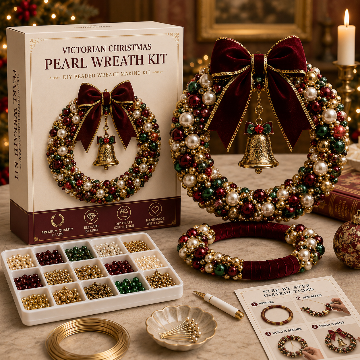 🔥BUY 3 GET 1 FREE & FREE SHIPPING-Plymagic DIY Pearl Art - Christmas Wreath