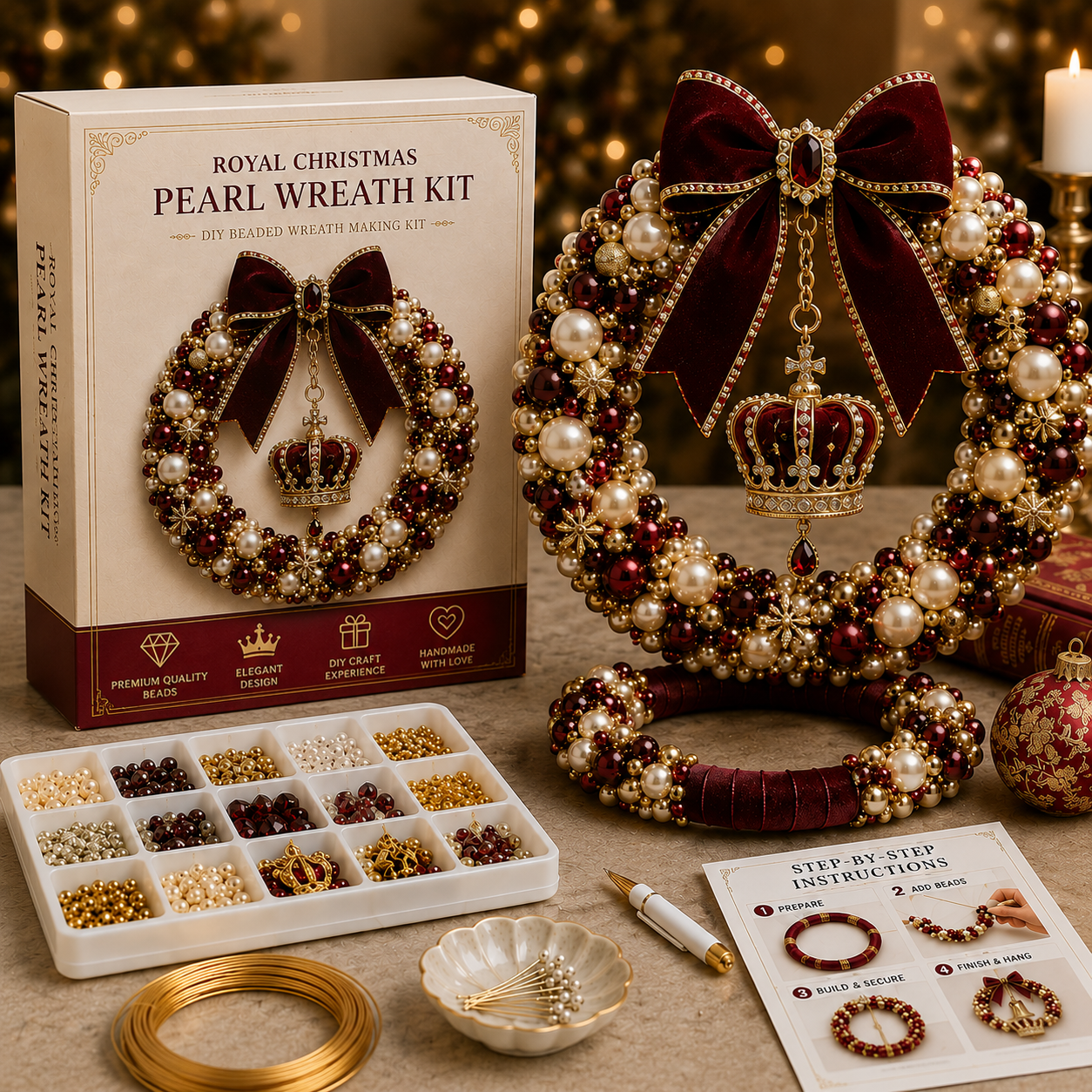 🔥BUY 3 GET 1 FREE & FREE SHIPPING-Plymagic DIY Pearl Art - Christmas Wreath