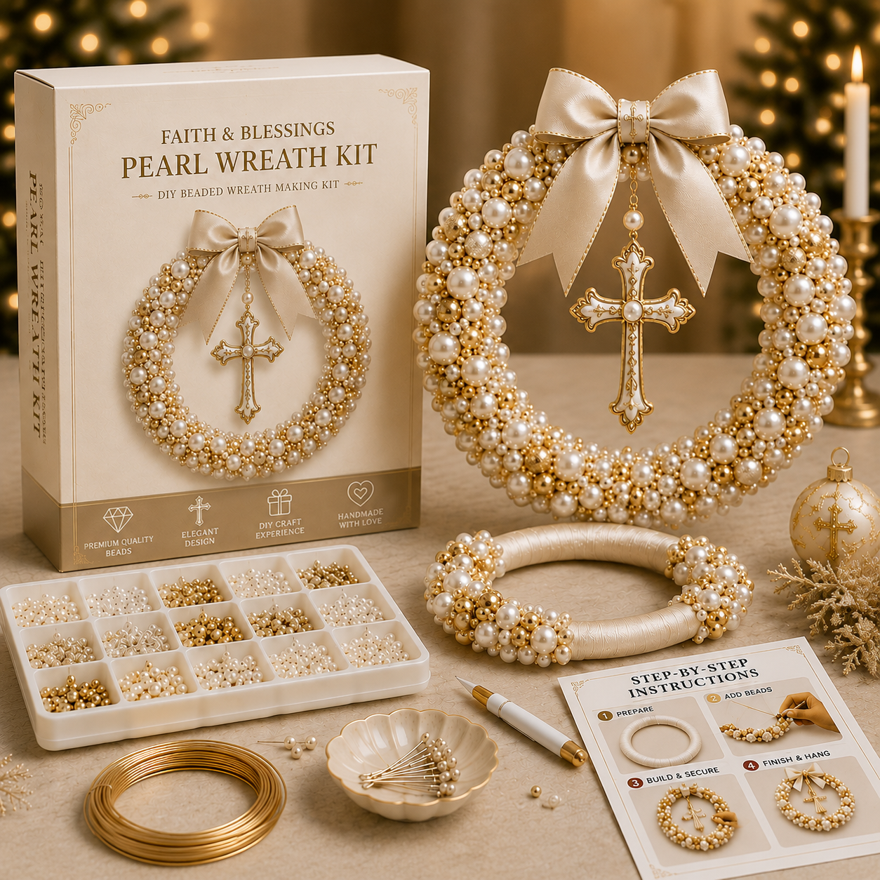 🔥BUY 3 GET 1 FREE & FREE SHIPPING-Plymagic DIY Pearl Art - Christmas Wreath