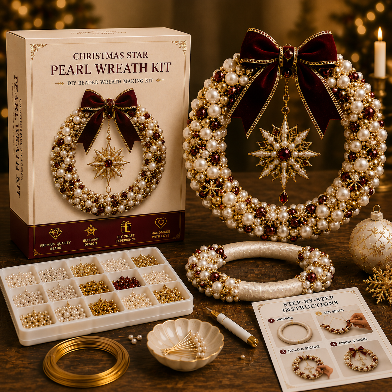 🔥BUY 3 GET 1 FREE & FREE SHIPPING-Plymagic DIY Pearl Art - Christmas Wreath