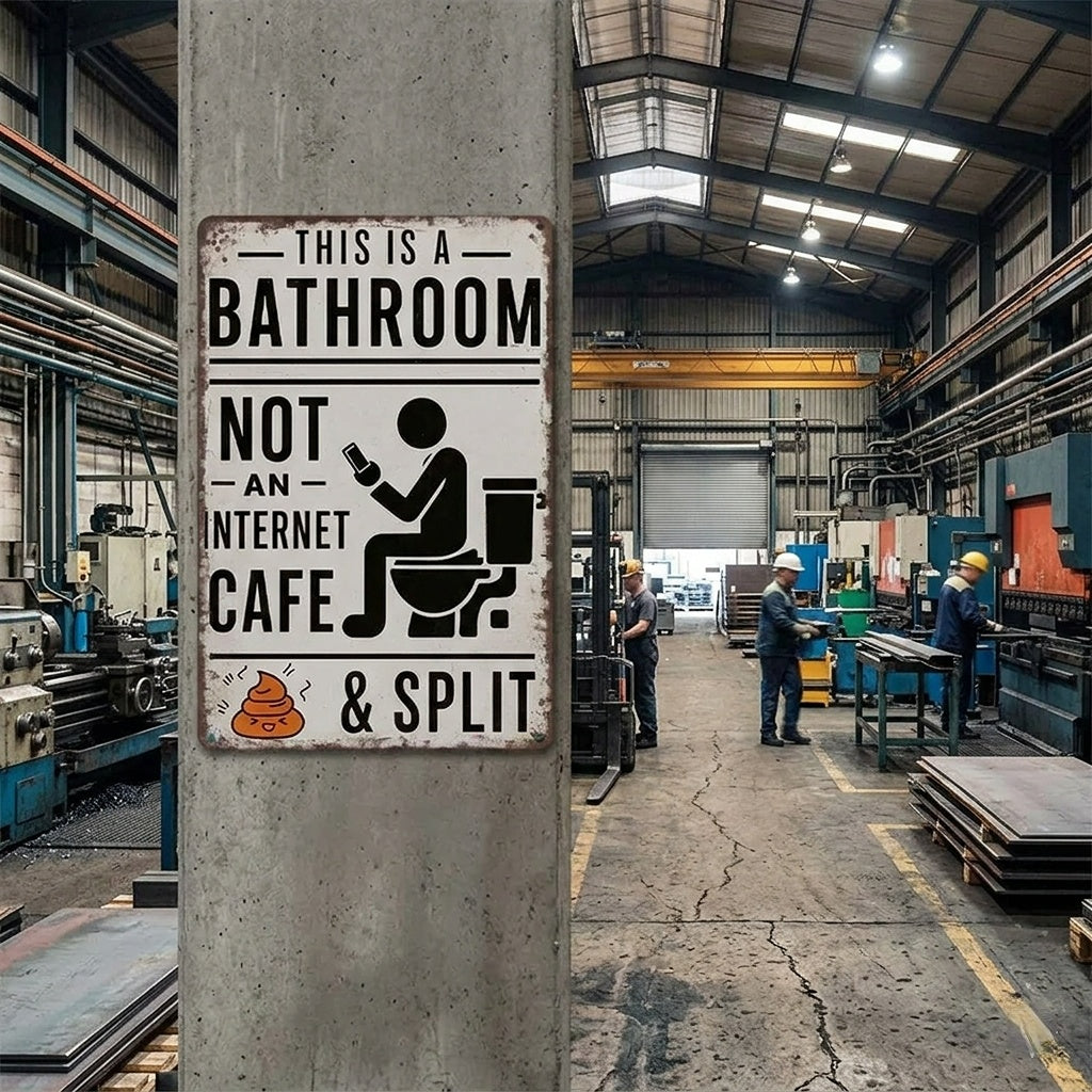 Funny "Not An Internet Cafe" Metal Bathroom Sign 🚽
