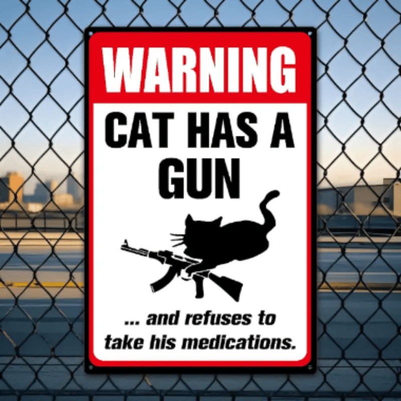 😻🐶Funny "Cat & Dog Refuse Meds" Metal Sign—Vintage Wall Decor🚪
