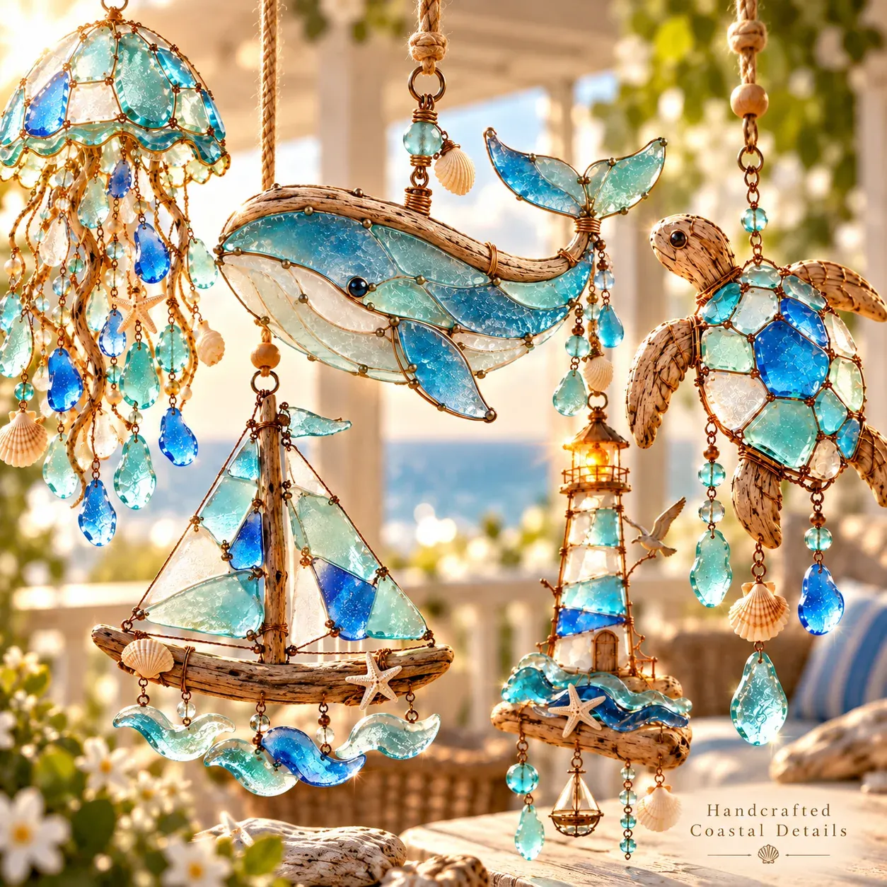 Handcrafted coastal details in Sea Glass Coastal Charms collection