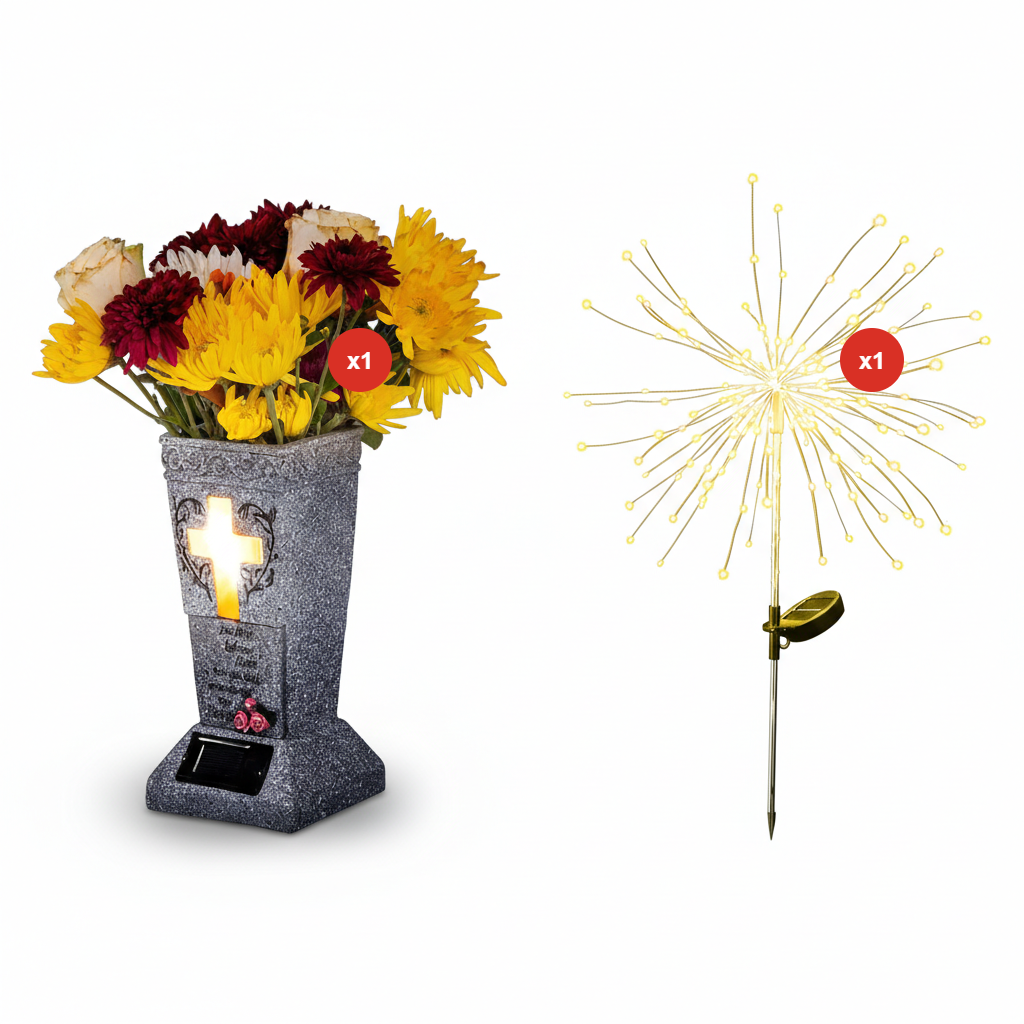 🔥Last Day 60% OFF🔥Solar LED Memorial Grave Vase with Ground Spike – Weather-Resistant & Elegant