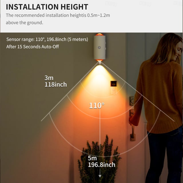 Smart LED Motion Sensor Night Light - RGB Gradient Dimmable Wall Lamp