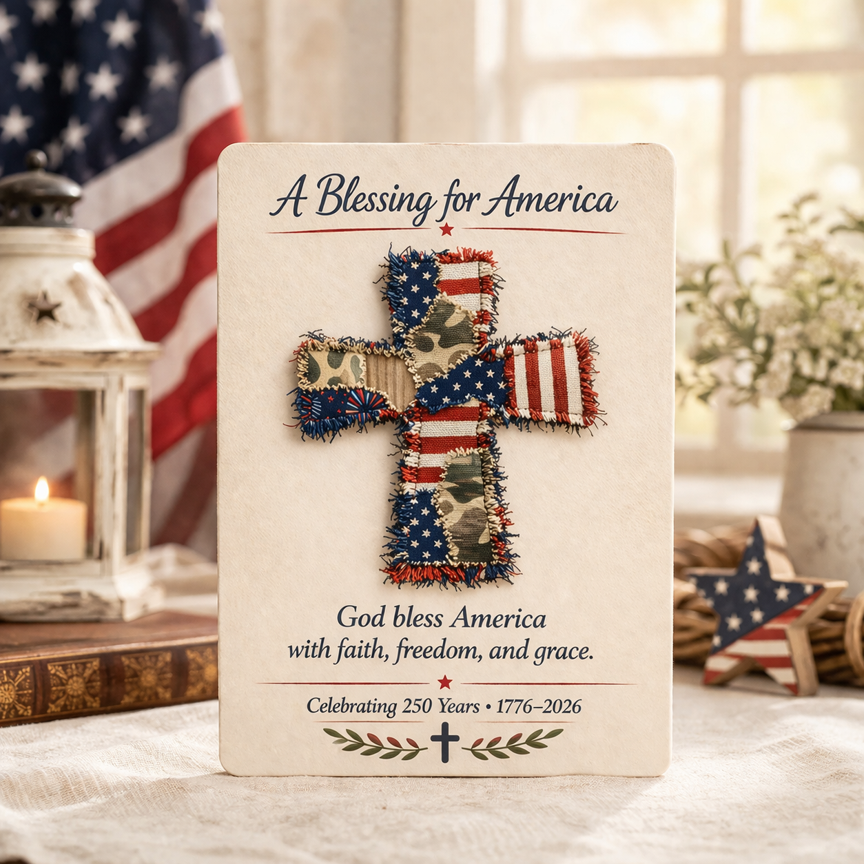 🇺🇸 Portable Patchwork Patriotic Cross