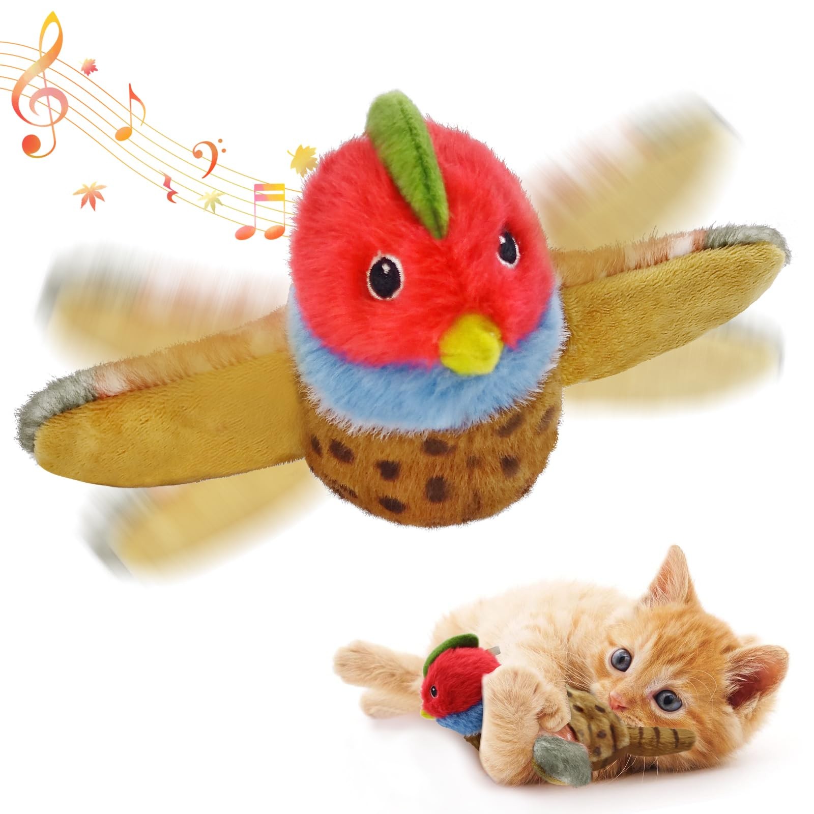 Interactive Cat Toys Rechargeable Flying Bird Cat Toy Chirping Flapping Bird(no Flying) Can Add Catnip