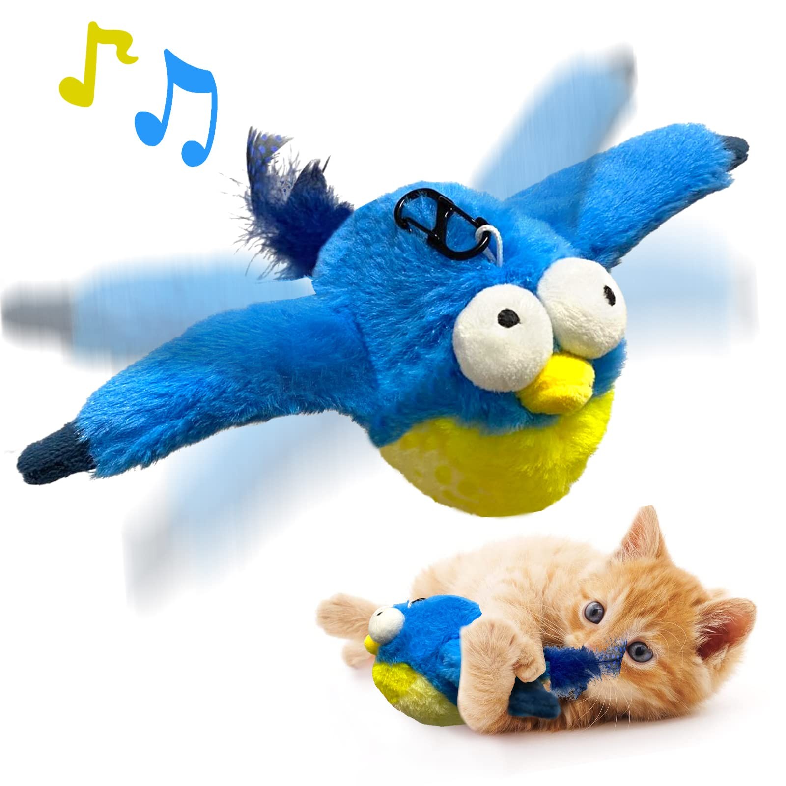Interactive Cat Toys Rechargeable Flying Bird Cat Toy Chirping Flapping Bird(no Flying) Can Add Catnip