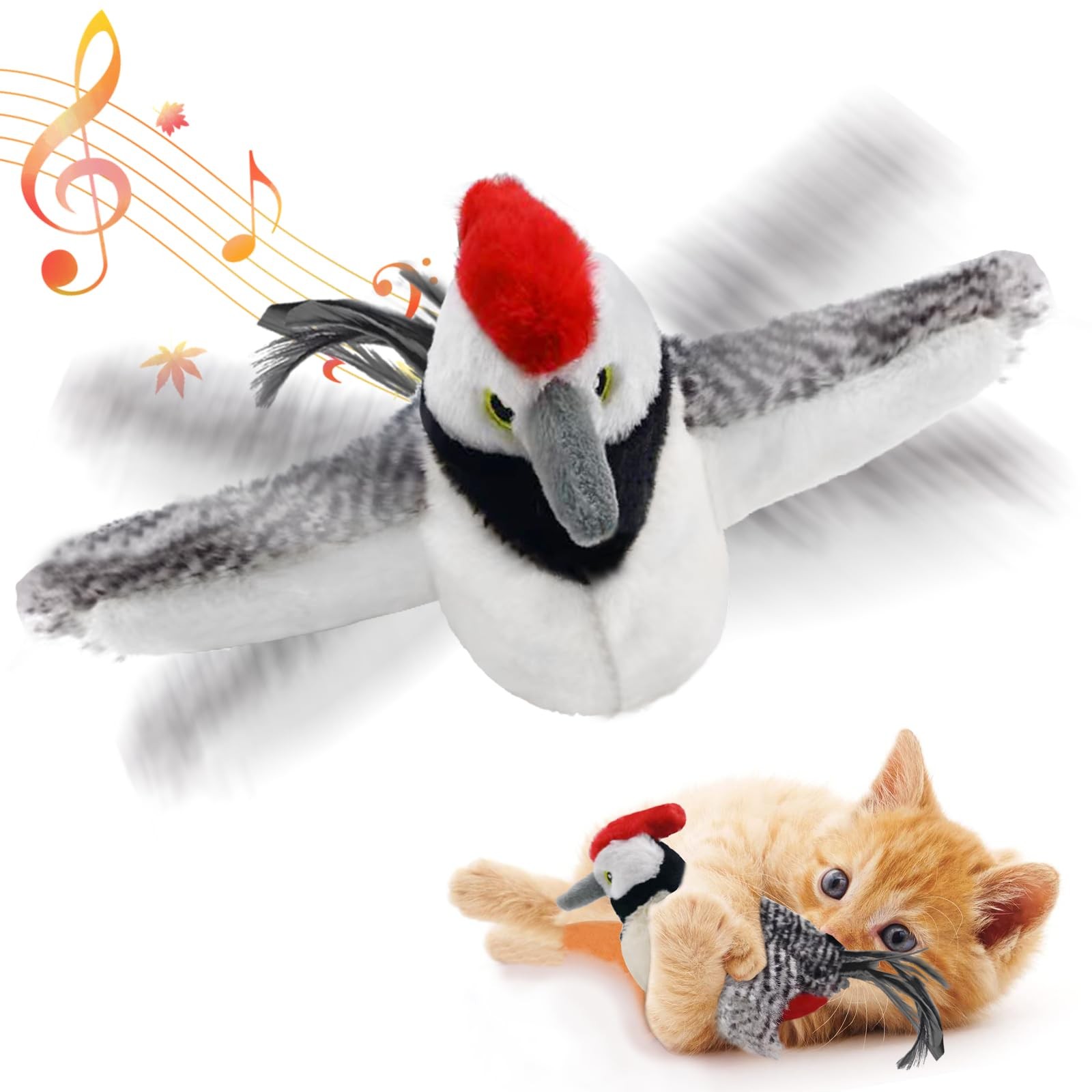 Interactive Cat Toys Rechargeable Flying Bird Cat Toy Chirping Flapping Bird(no Flying) Can Add Catnip