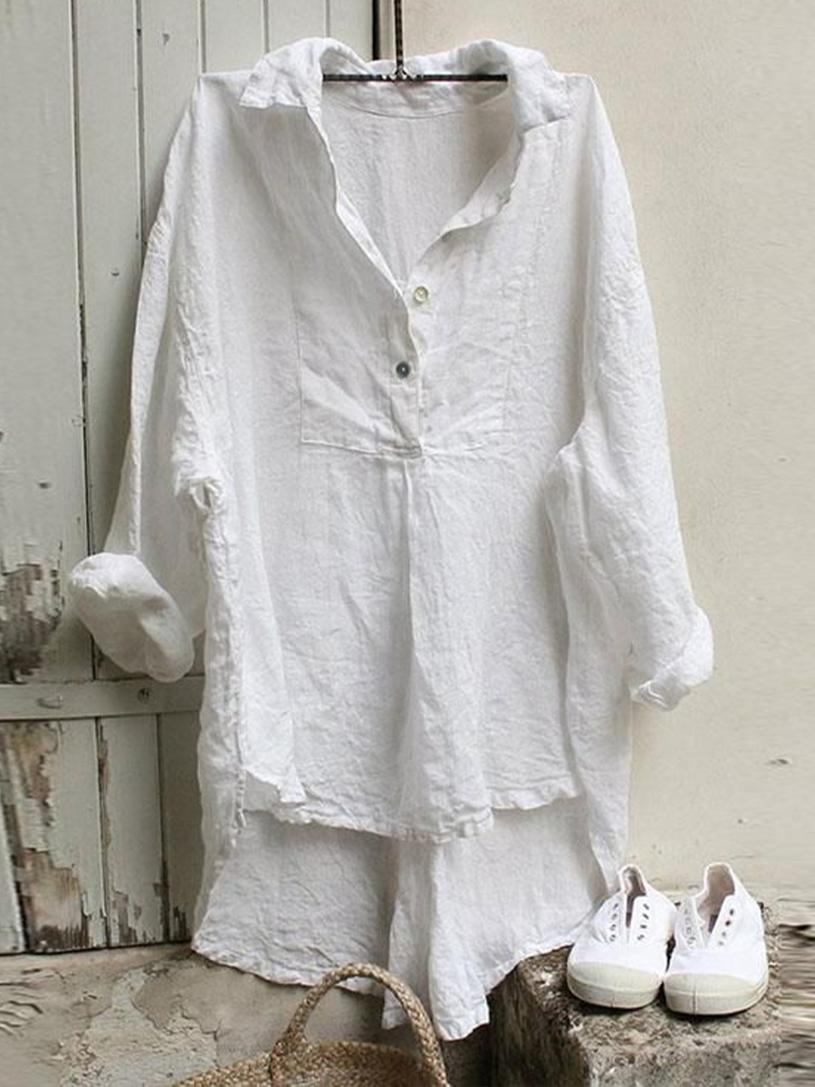 Vintage eenvoudig linnen shirt voor dames