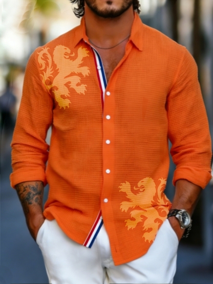 Koningsdag wafelshirt voor heren