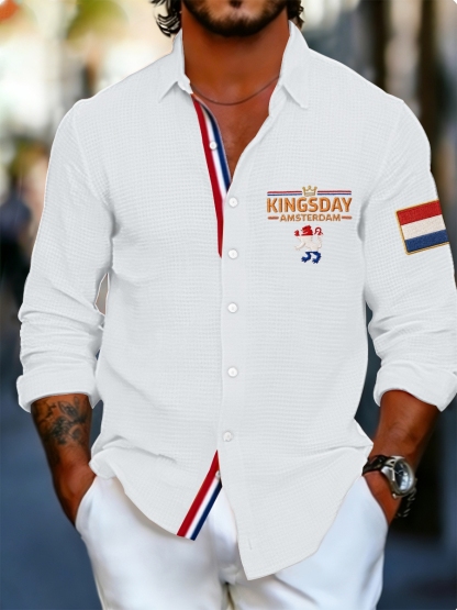 Koningsdag wafelshirt voor heren