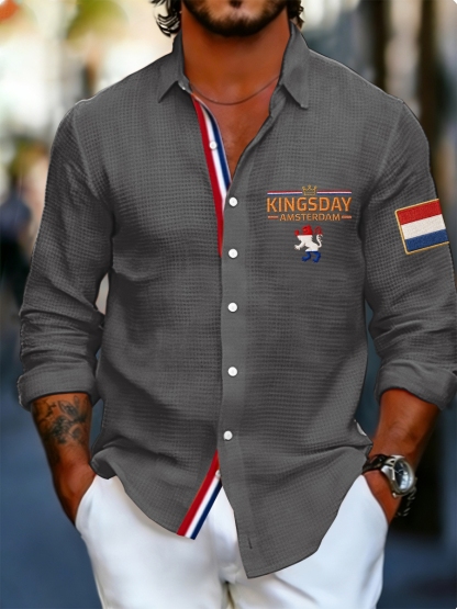 Koningsdag wafelshirt voor heren