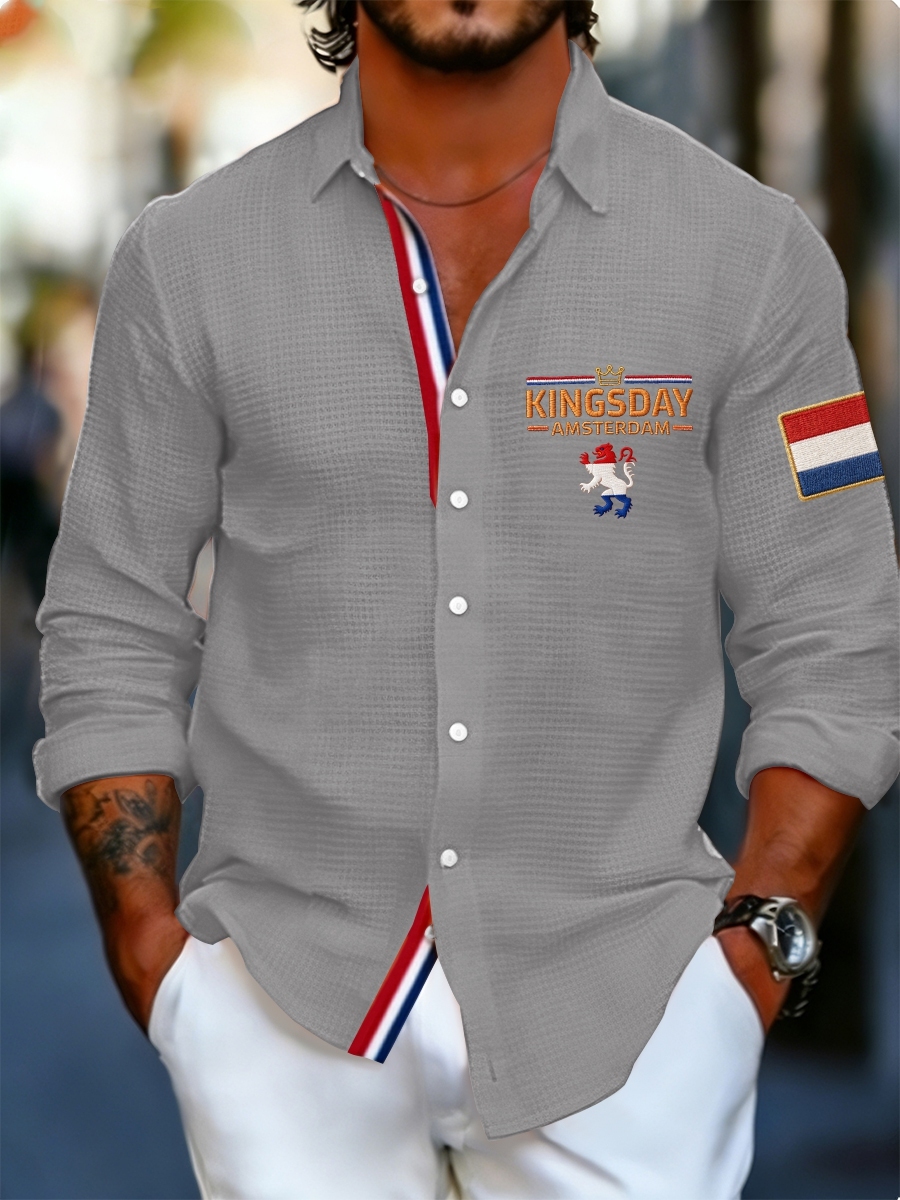 Koningsdag wafelshirt voor heren
