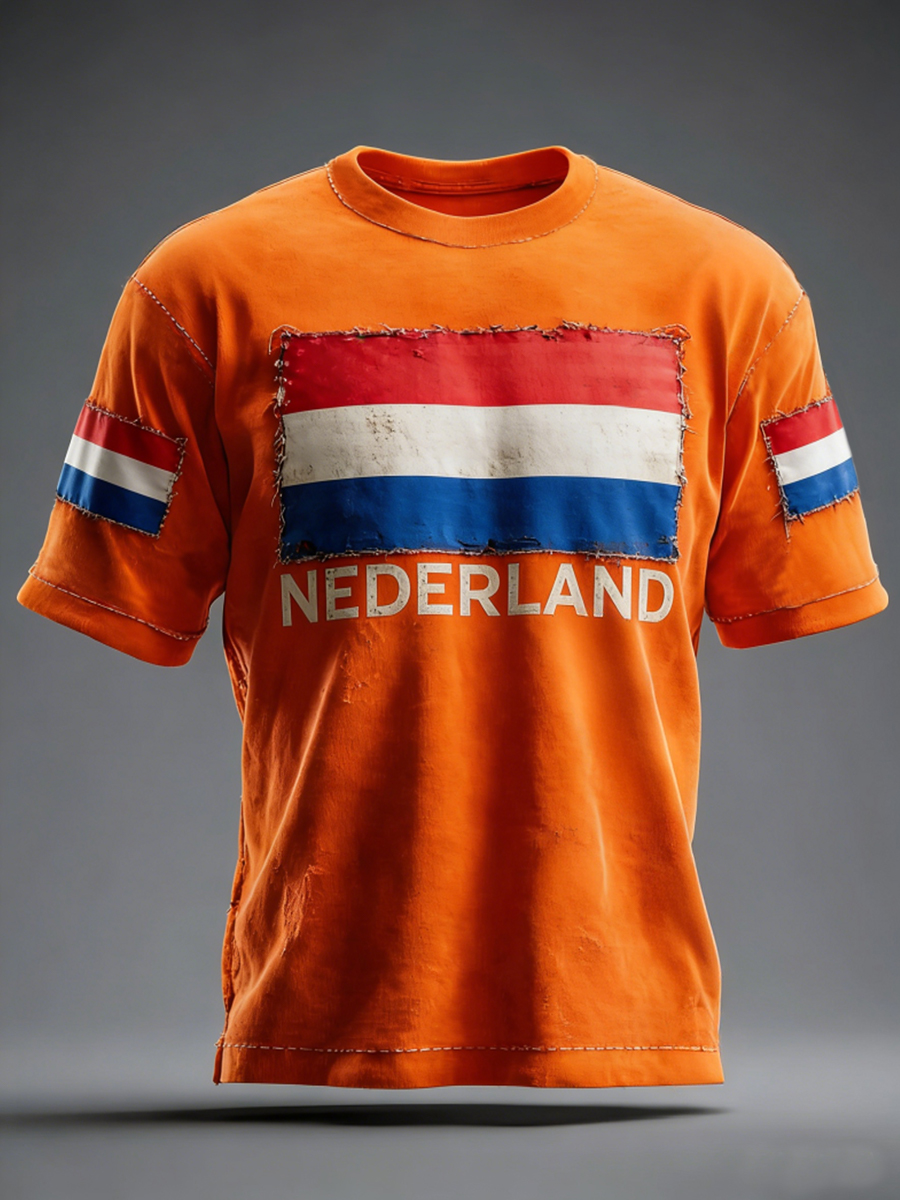 Heren Nederland Vlag Print Casual T-shirt