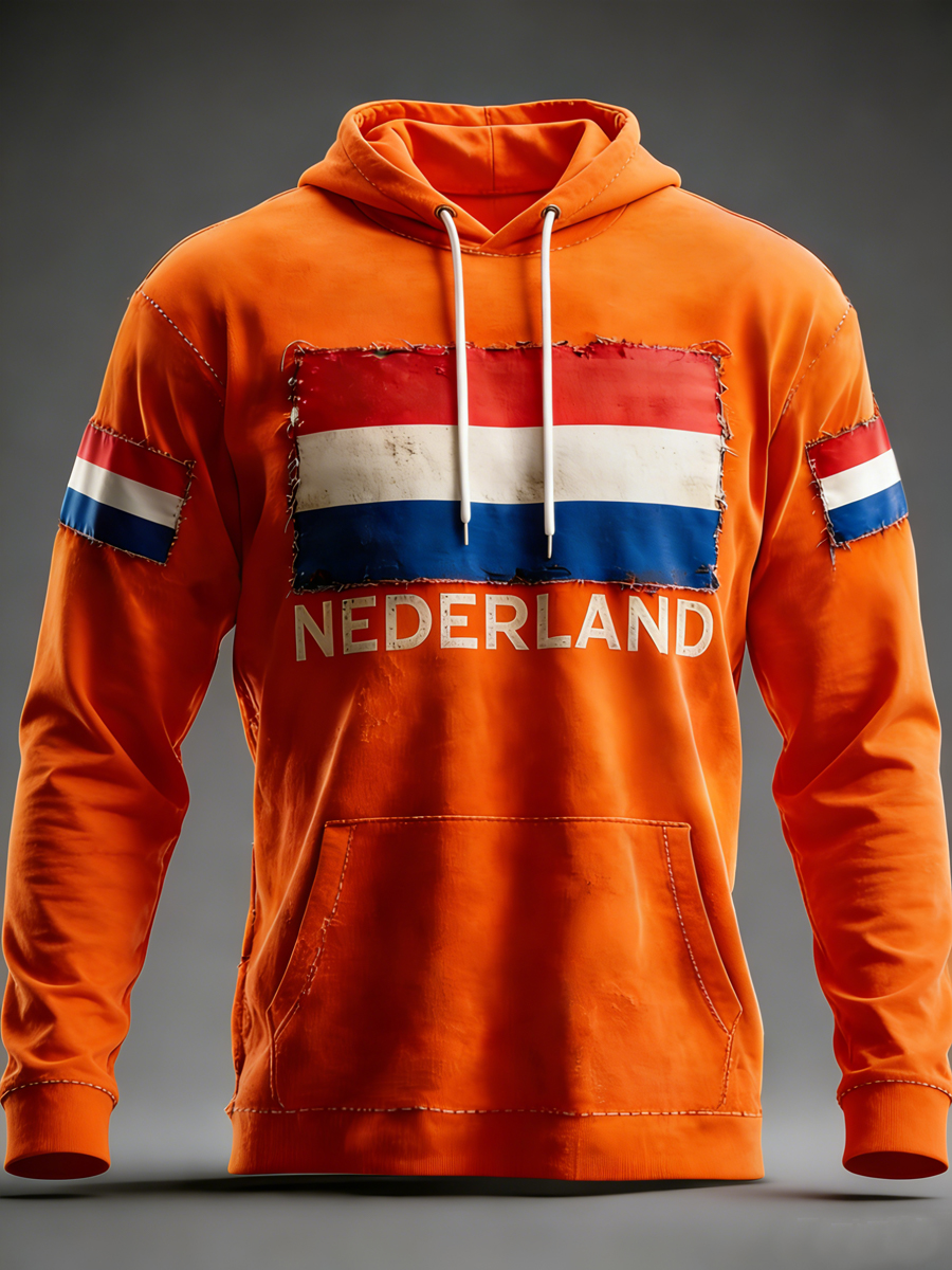Heren Nederlandse vlag print casual hoodie