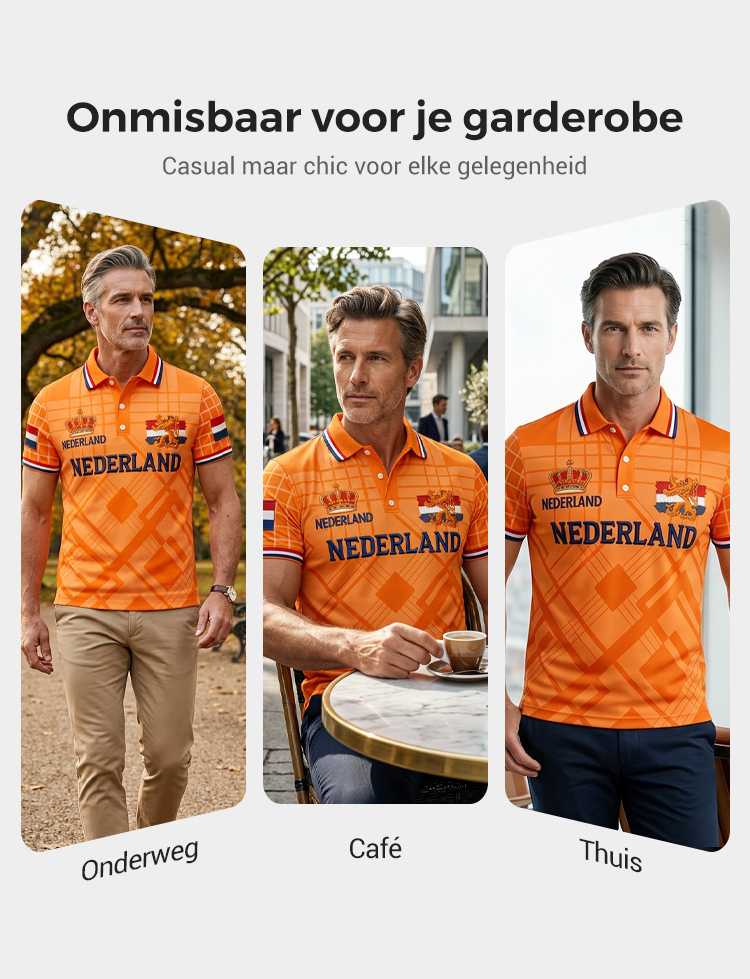 Poloshirt met koningsdagprint voor heren