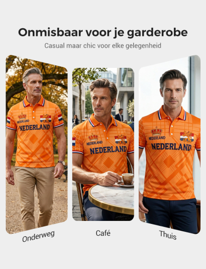Poloshirt met koningsdagprint voor heren