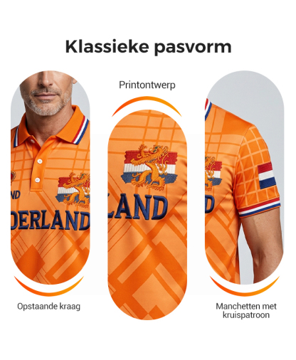 Poloshirt met koningsdagprint voor heren