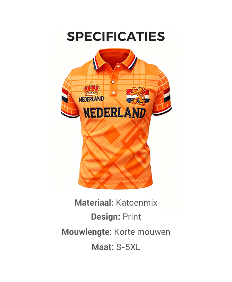 Poloshirt met koningsdagprint voor heren