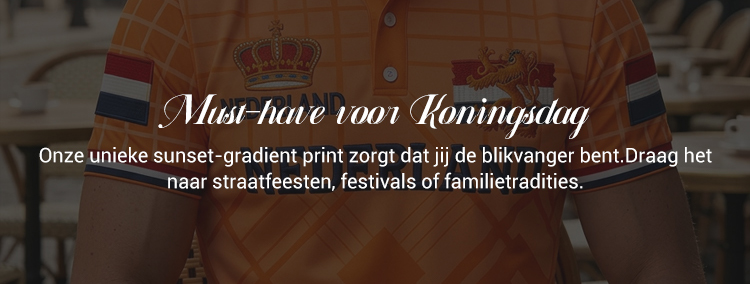 Poloshirt met koningsdagprint voor heren