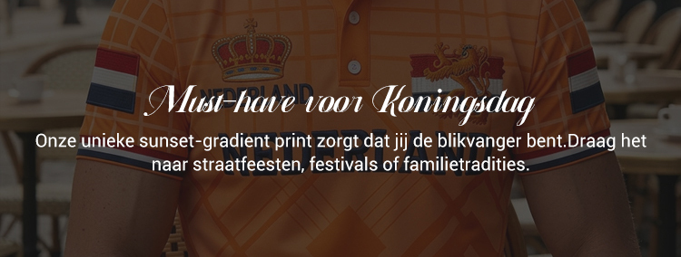 Poloshirt met koningsdagprint voor heren