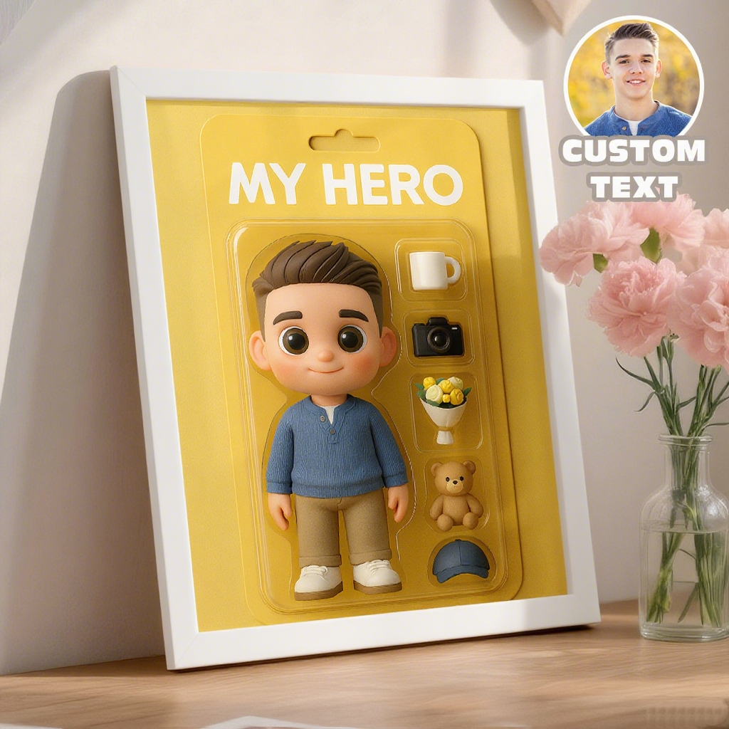 Gifts for Boyfriend Custom Toy Box Art Frame Personazlied Cartoon Frame Custom Action Figure Frame for Him