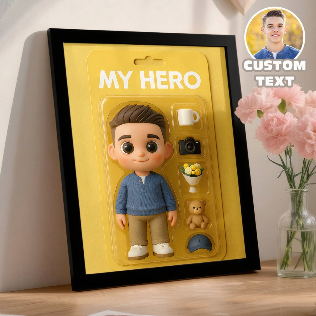 Gifts for Boyfriend Custom Toy Box Art Frame Personazlied Cartoon Frame Custom Action Figure Frame for Him
