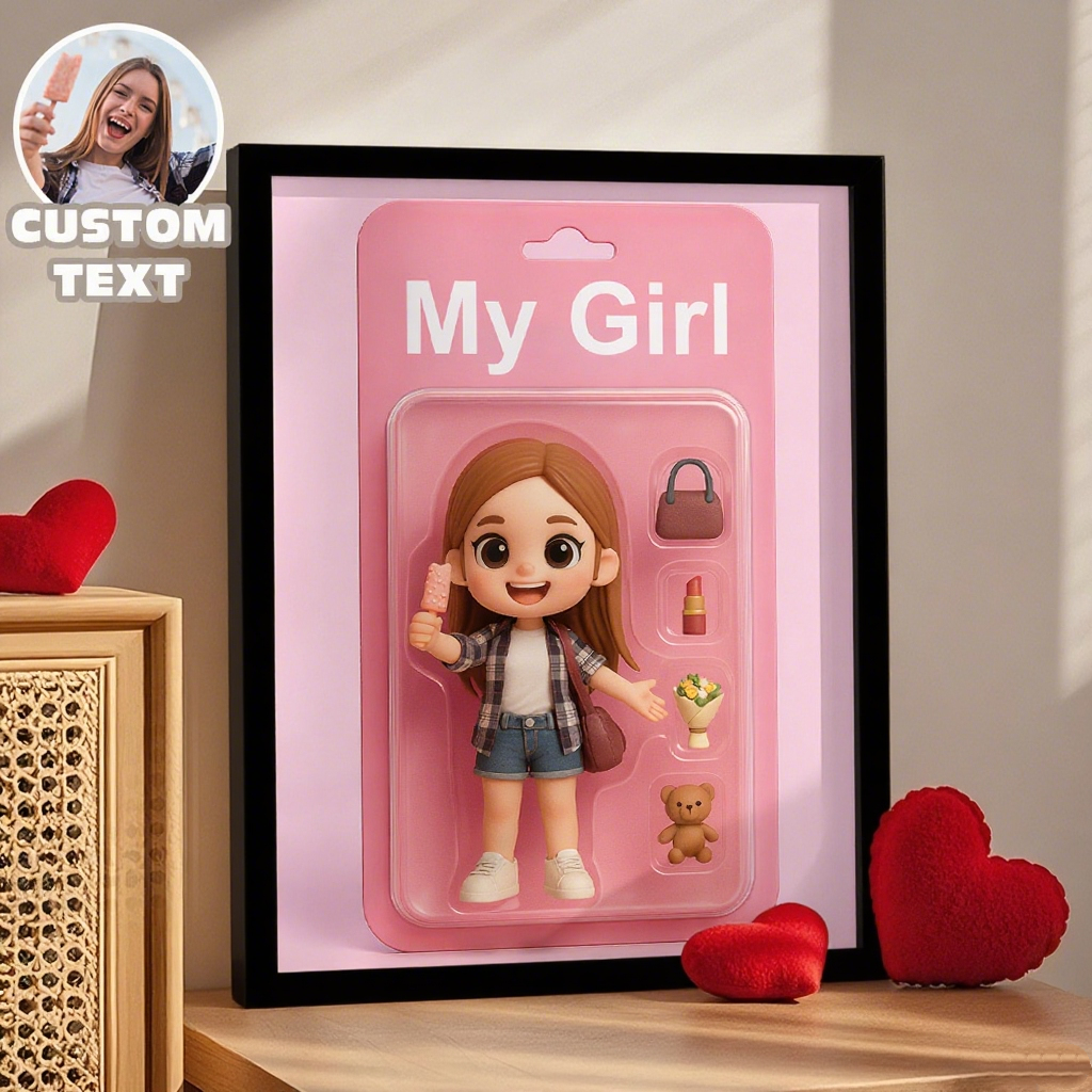 Gifts for Girlfriend Custom Toy Box Art Frame Personazlied Cartoon Frame Custom Action Figure Frame for Her