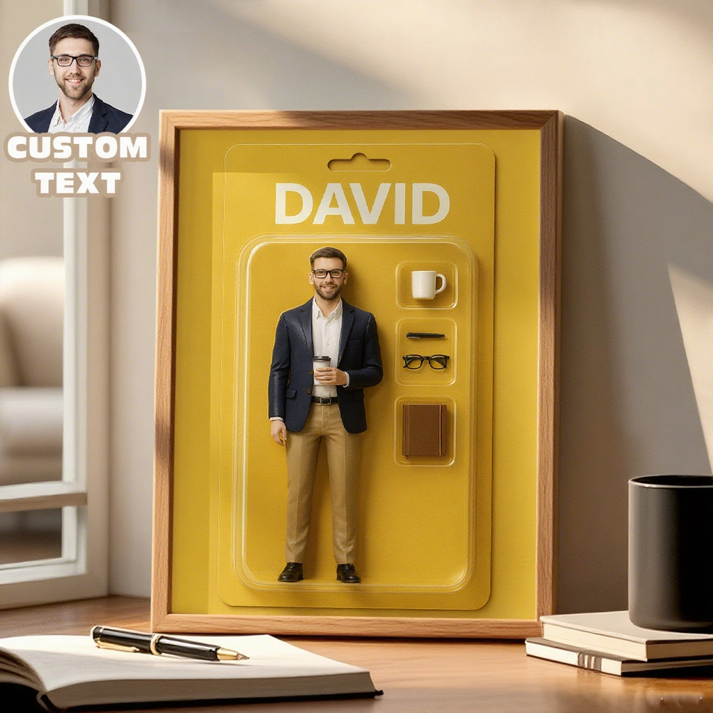 Custom Toy Box Art Frame for Business Man Personazlied Cartoon Frame Custom Action Figure Frame