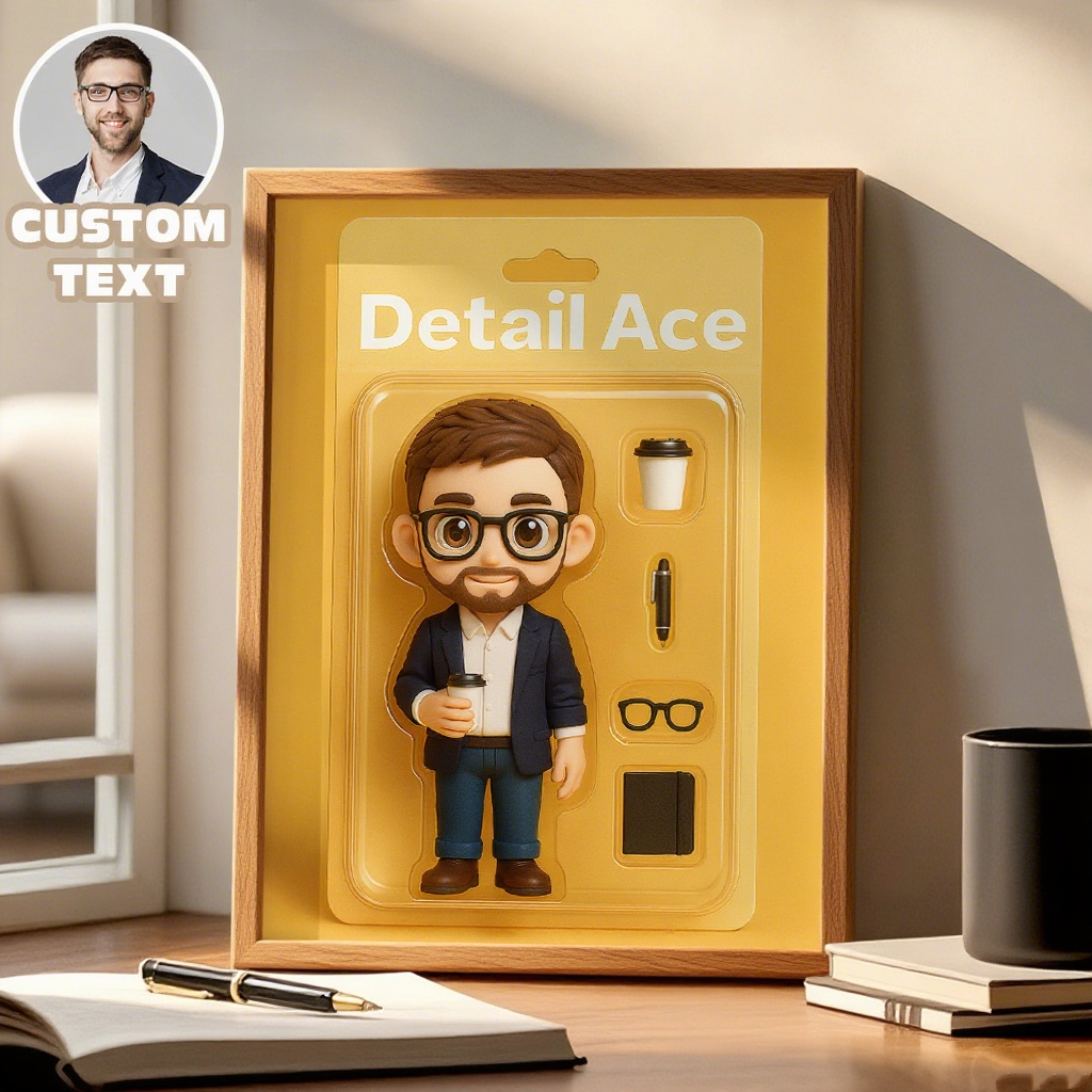 Custom Toy Box Art Frame for Business Man Personazlied Cartoon Frame Custom Action Figure Frame