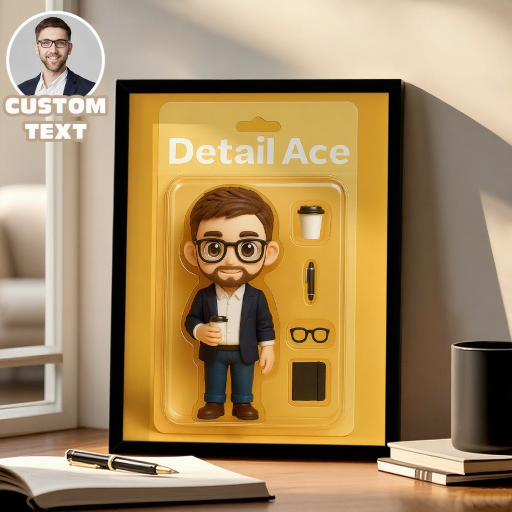 Custom Toy Box Art Frame for Business Man Personazlied Cartoon Frame Custom Action Figure Frame