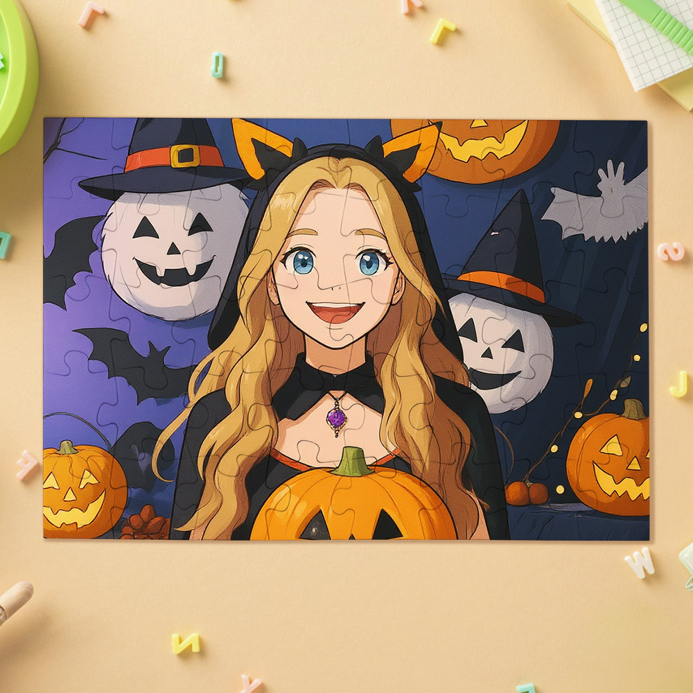 Custom Photo Puzzles Personalized Comic Cartoon Style Image Puzzles for Halloween