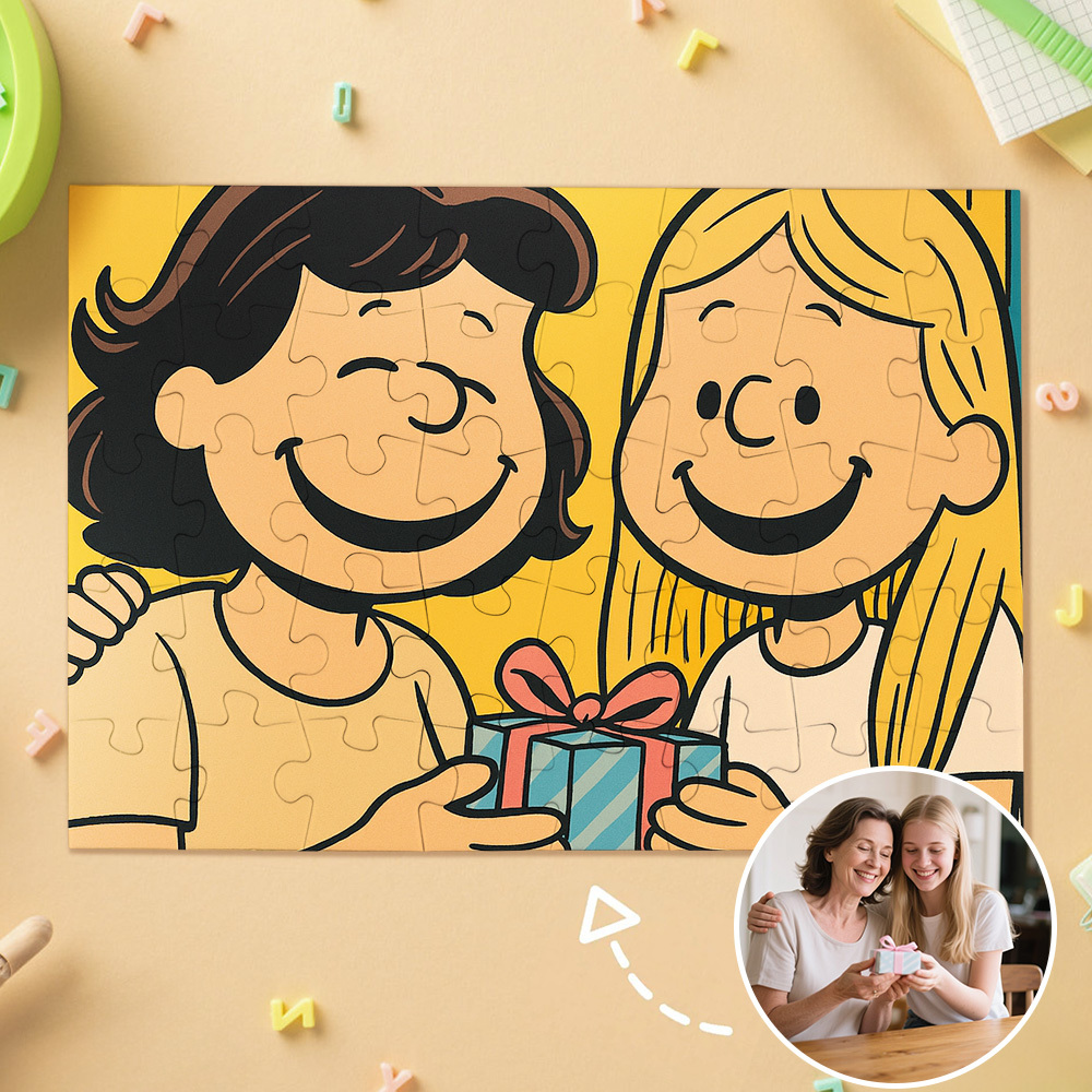 Custom Photo Puzzles Personalized Comic Cartoon Style Image Puzzles for Mom