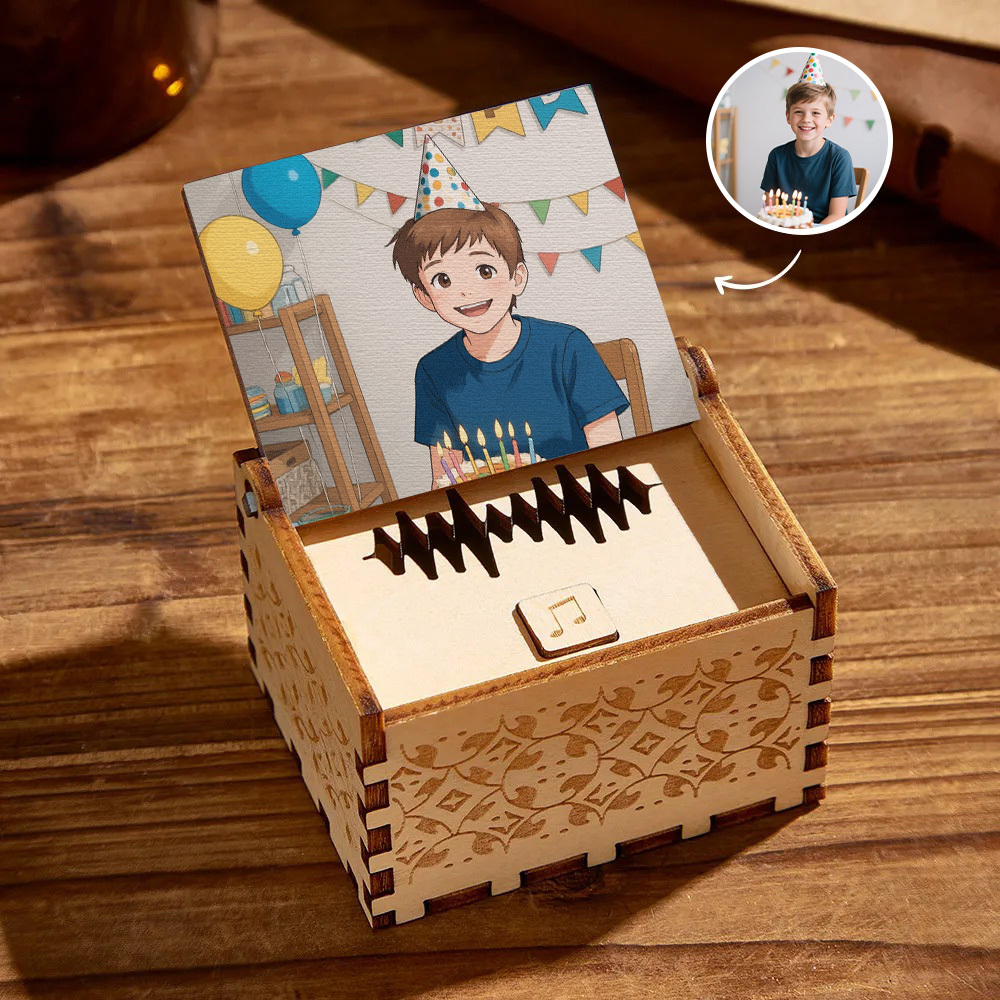 Custom Gibli Style Music Box with Your Picture | Choose Your Own Song Gift for Birthday