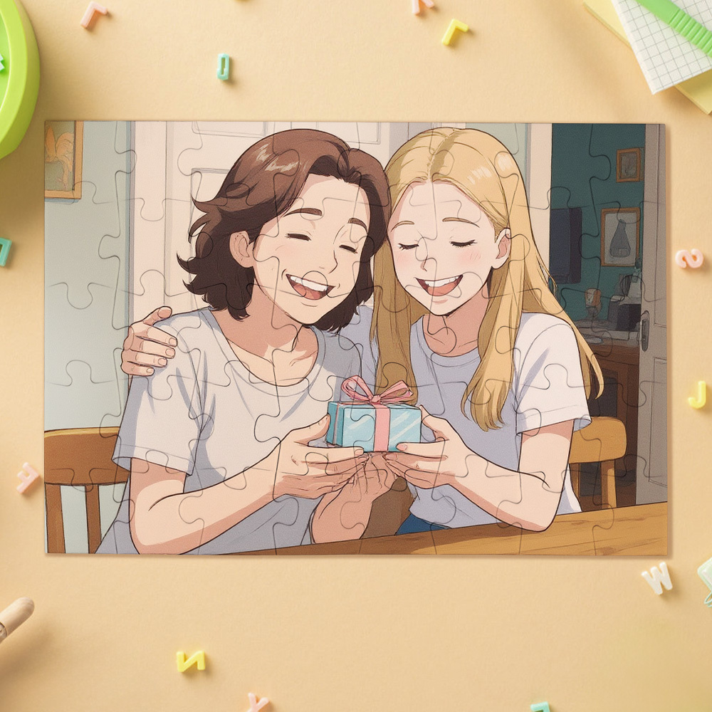 Custom Photo Puzzles Personalized Comic Cartoon Style Image Puzzles for Mom