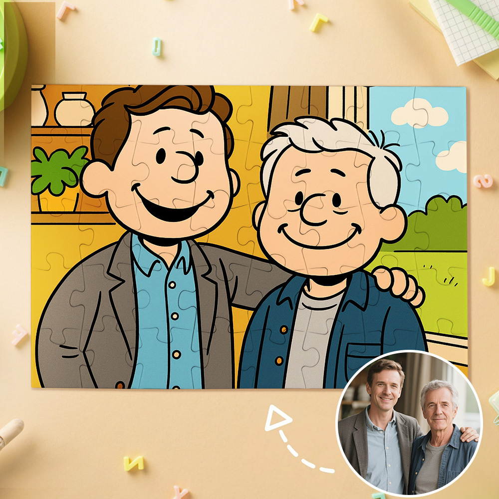 Custom Photo Puzzles Personalized Comic Cartoon Style Image Puzzles for Dad