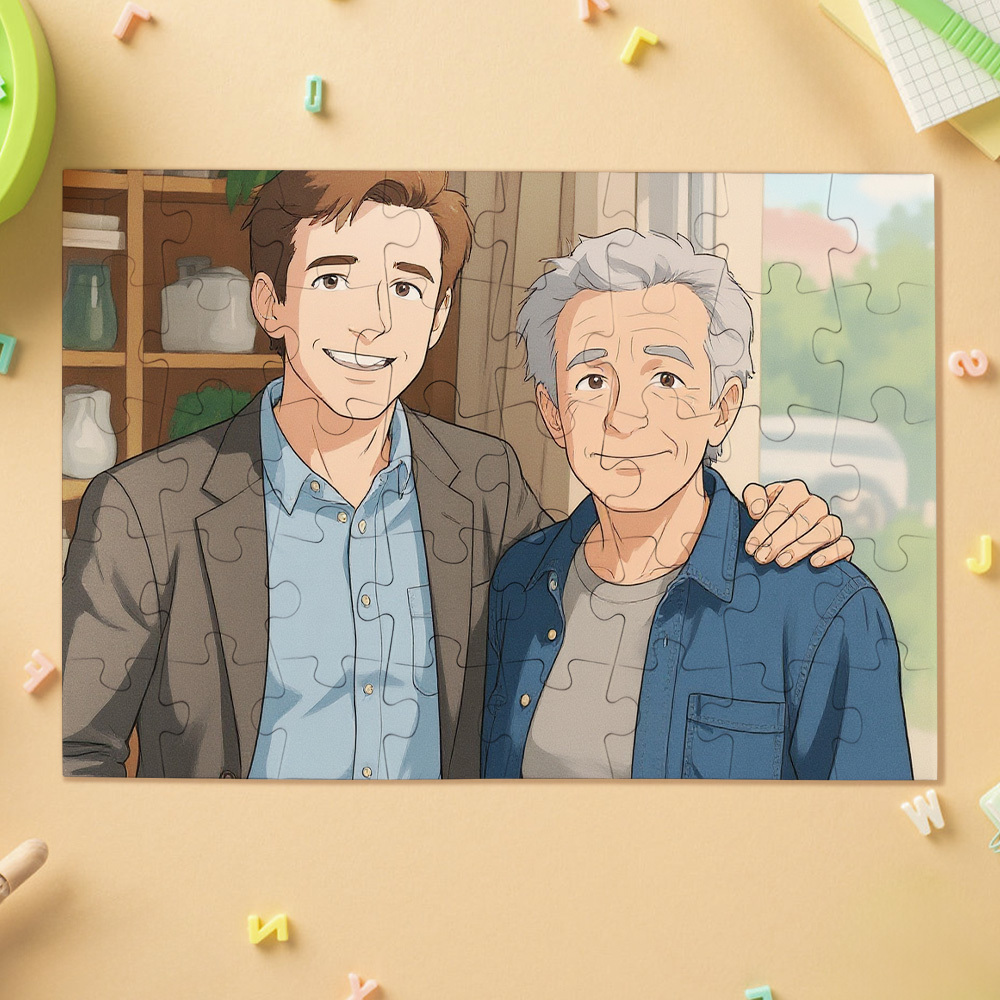 Custom Photo Puzzles Personalized Comic Cartoon Style Image Puzzles for Dad