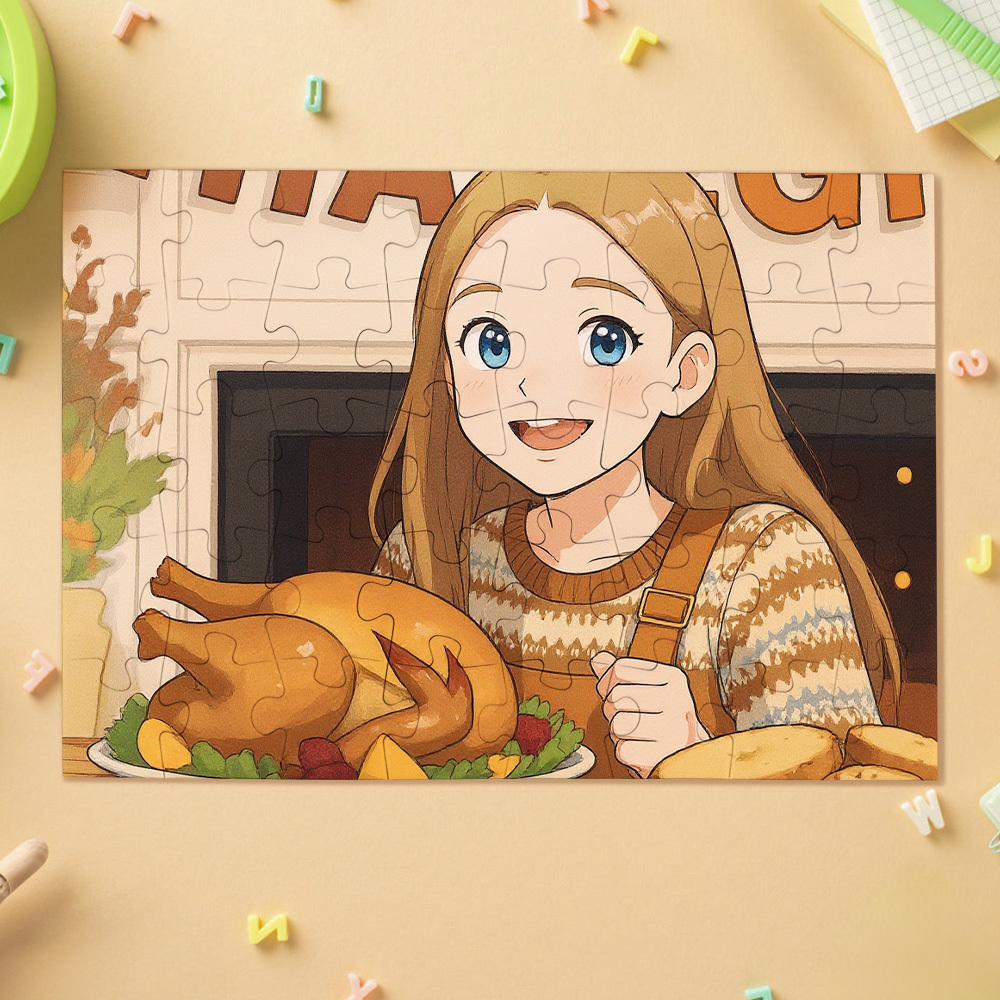 Custom Photo Puzzles Personalized Comic Cartoon Style Image Puzzles for Thanksgiving