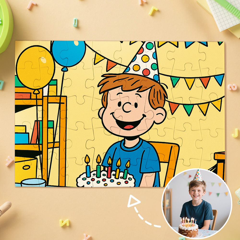 Custom Photo Puzzles Personalized Comic Cartoon Style Image Puzzles for Birthday