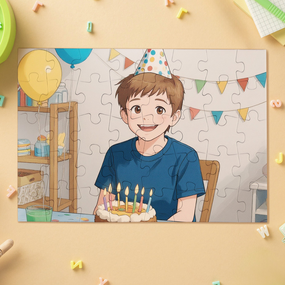 Custom Photo Puzzles Personalized Comic Cartoon Style Image Puzzles for Birthday