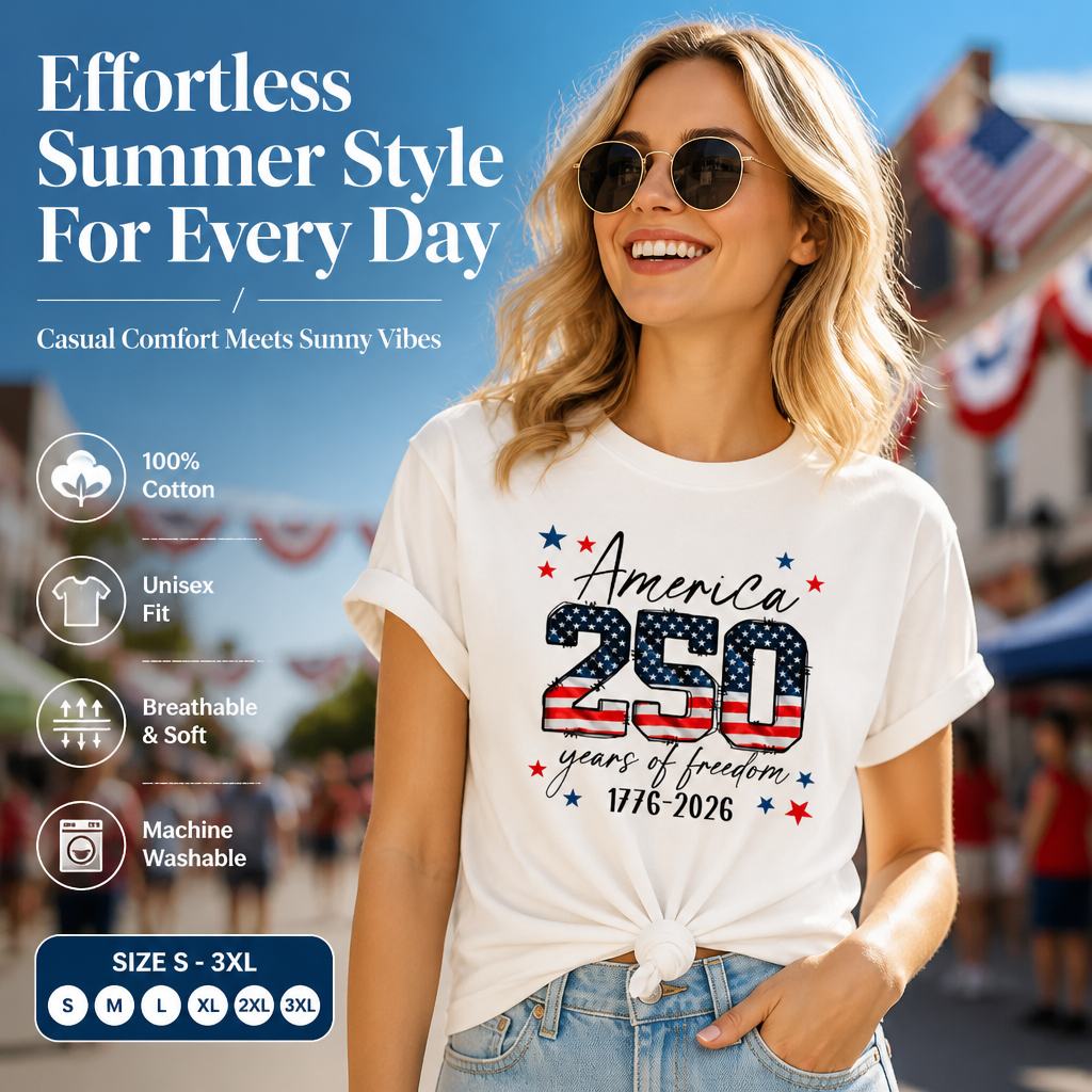 250th America Anniversary T Shirt 1776 2026 Years of Freedom Patriotic Graphic Tee