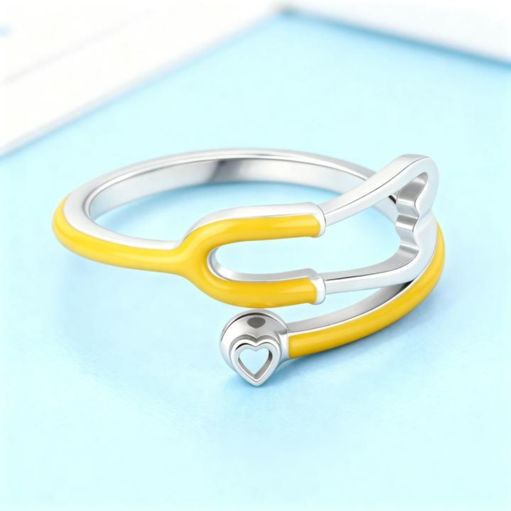 Custom Enamel Stethoscope Ring with Birthstone Personalized Multicolor Nurse Appreciation Gift for Medical Staff & Doctors & Students - aiprintlab
