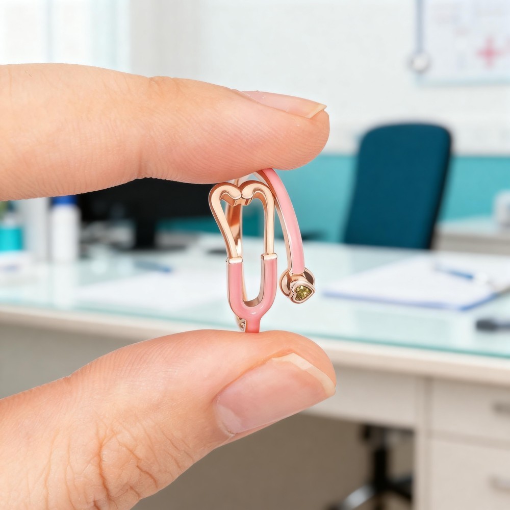 Custom Enamel Stethoscope Ring with Birthstone Personalized Multicolor Nurse Appreciation Gift for Medical Staff & Doctors & Students - aiprintlab