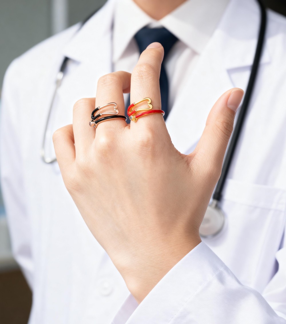 Custom Enamel Stethoscope Ring with Birthstone Personalized Multicolor Nurse Appreciation Gift for Medical Staff & Doctors & Students - aiprintlab