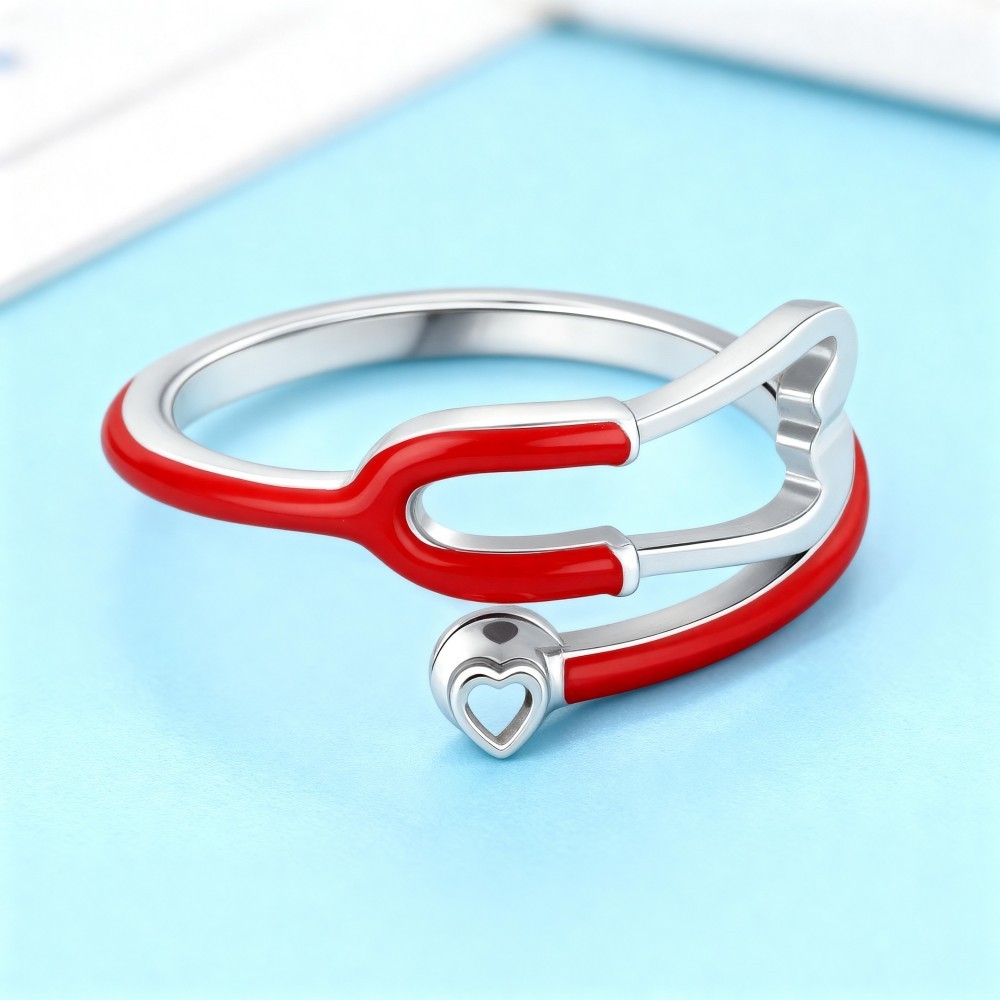 Custom Enamel Stethoscope Ring with Birthstone Personalized Multicolor Nurse Appreciation Gift for Medical Staff & Doctors & Students - aiprintlab