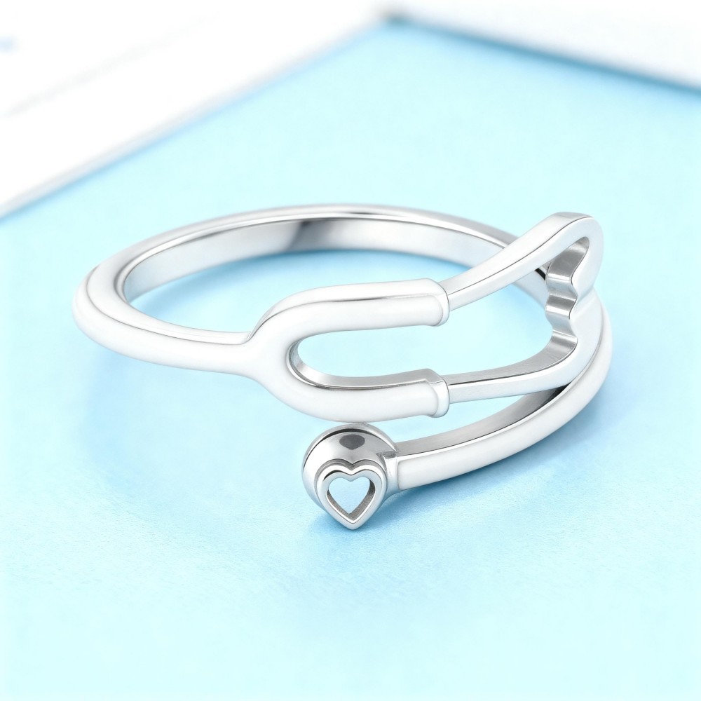 Custom Enamel Stethoscope Ring with Birthstone Personalized Multicolor Nurse Appreciation Gift for Medical Staff & Doctors & Students - aiprintlab