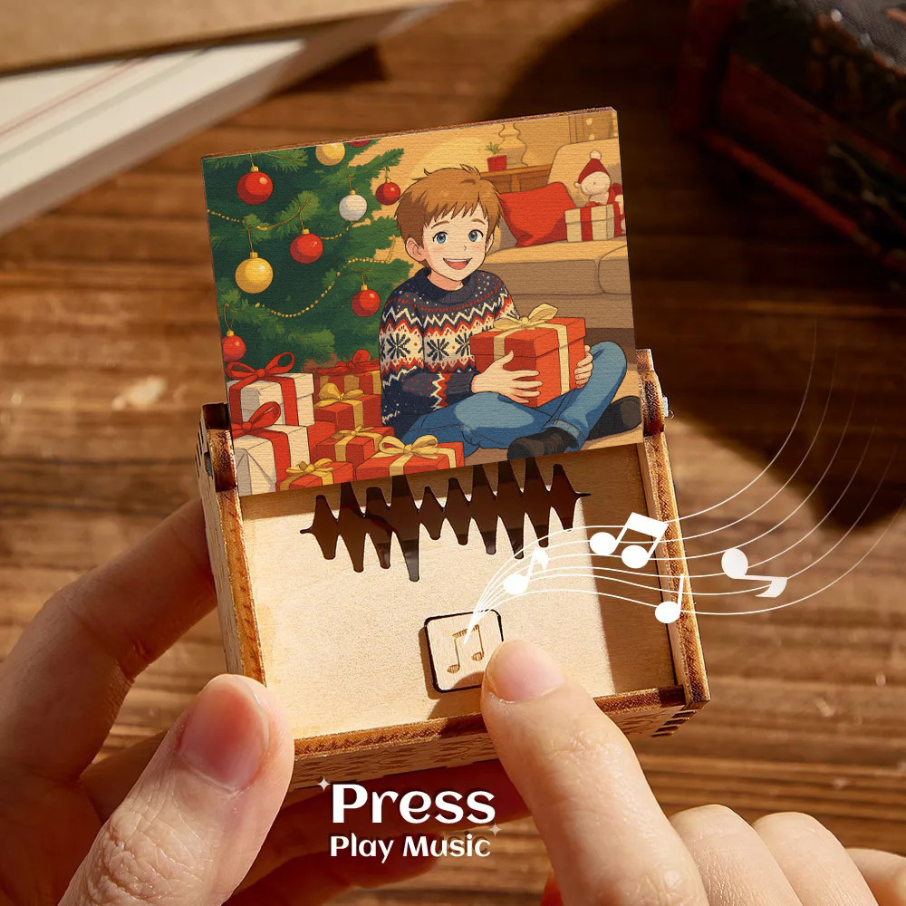 Custom Gibli Style Music Box with Your Picture | Choose Your Own Song Gift for Christmas
